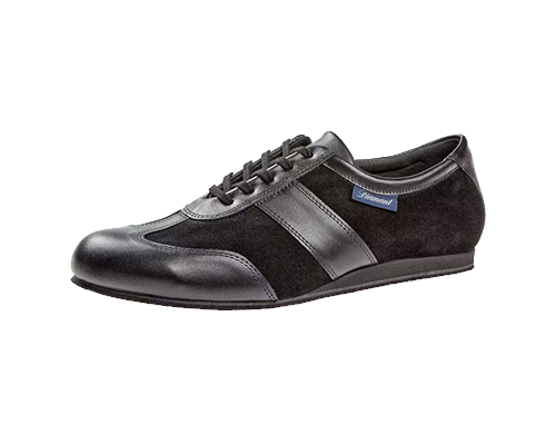 Model 123-425-070<br>Men's Dance Sneaker made of black leather combined with black suede soft leathers of highest quality are used.