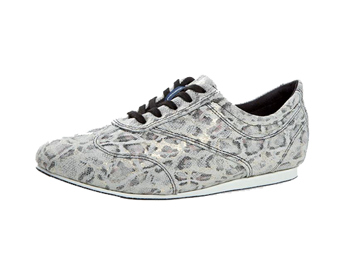 Model 183-435-606-V<br>Ladies Dance Sneaker made of snow leopard gold print suede a soft suede leather with a classy leopard print and gold foil from Italy is used.