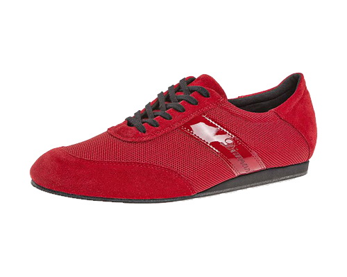 Model 192-425-579-V<br>Men's Dance Sneaker made out of red suede combined with red mesh soft materials of highest quality from Italy are used.