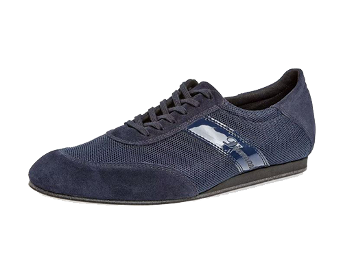 Model 192-425-582-V<br>Men's Dance Sneaker made of navy-blue suede combined with navy-blue mesh soft materials of highest quality from Italy are used.